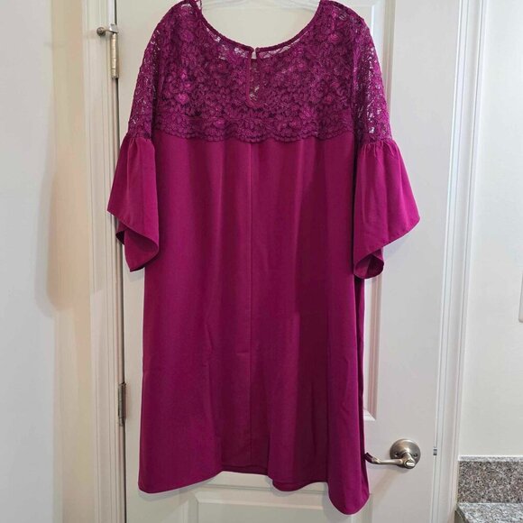 Boutique By JCP Pink Lace Shift Dress Flutter Sleeve Spanish Rose - Picture 2 of 9